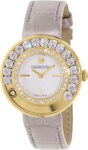【貨物輸送無料】ウオッチ ご覧なさる スワロフスキークリスタルトーンスイスストラップswarovski reloj 35粍 encantador cristales oro tono con correa de cuero hecho en suiza nuevo