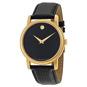 【貨物輸送無料】ウオッチ ご覧なさる クラシックブラックレザーストラップmovado hombres 2100005 museo clsico negro color dorado correa de cuero con