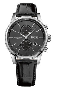 【貨物輸送無料】ウオッチ ご覧なさる ヒューゴボスマンクロノアラームクロノグラフブラックレザーhugo boss 1513279 reloj hombre chrono chronograph cuero negro nuevo
