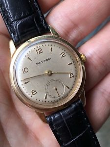【貨物輸送無料】ウオッチ ご覧なさる ビンテージスイス194050s vintage chapado en oro hecho en suiza movado hombre reloj 34粍