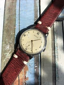 【貨物輸送無料】ウオッチ ご覧なさる スイスアラームスチールボックス1940s zenith cal 106 hecho en suiza para hombre reloj 34 粍 caja de acero