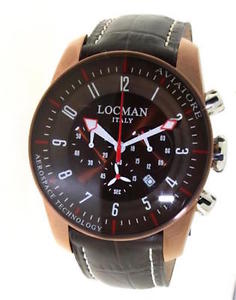 【貨物輸送無料】ウオッチ ご覧なさる クロノグラフチタンorologio locman aviatore 0450bnbnfwrnpst uomo pelle cronografo marrone titanio