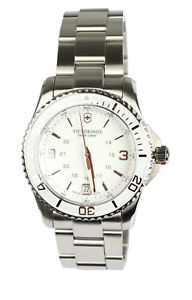 【送料無料】腕時計 ウォッチ アラームステンレススチールシルバーホワイトvictorinox seora reloj de pulsera reloj watch 241699 acero inoxidable plata blanco|hokushin