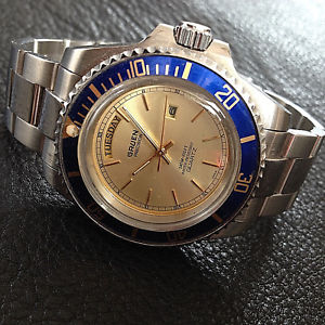 【送料無料】腕時計　ウォッチ　スイスビンテージダイバーサブマスターアラームgruen sa swiss day amp; date precision vintage diver sub master just reloj nutico top｜hokushin