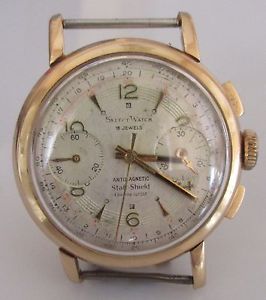 【送料無料】腕時計　ウォッチ　アラームローズゴールドクロノグラフビンテージクロックベルトreloj crongrafo vintage seleccionar reloj de manual de oro rosa 18ct sin correa｜hokushin
