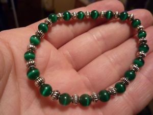 【送料無料】ブレスレット　アクセサリ―　グリーンブレスレットチベットシルバーgreen bracelet cats eye 6mm and tibet silver