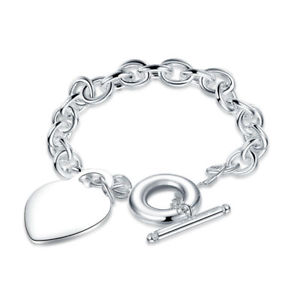 【送料無料】ブレスレット　アクセサリ―　ユニークシルバーブレスレットメタas fr37801 unique silver love heart pendentif lien chaine femmes bracelets meta