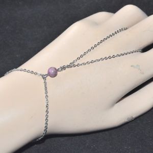 【送料無料】ブレスレット　アクセサリ―　ブレスレットステンレススチールリングhand chain bracelet stainless steel ring purple jewel charote