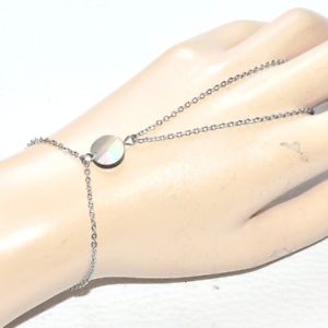 【送料無料】ブレスレット　アクセサリ―　ブレスレットステンレスパールアワビスチールリングhand chain bracelet stainless steel ring mother of pearl abalone trinket