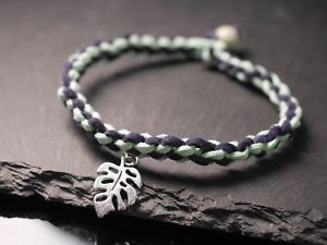 【送料無料】ブレスレット　アクセサリ―　スエードmonsterahandmade braided leather suede bracelet monstera leafsilver