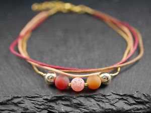 【送料無料】ブレスレット　アクセサリ―　ガラスレッドオレンジブレスレットmore bracelet with glass beadsgold red orange 12,735円