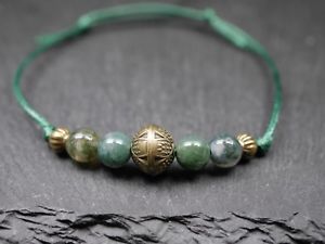 【送料無料】ブレスレット　アクセサリ―　ガラスビーズボールブロンズブレスレットbracelet with glass beads and ball charmgreen bronze