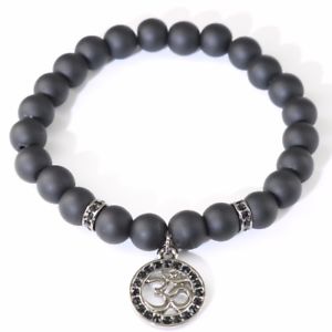 【送料無料】ブレスレット　アクセサリ―　トレンディsmde36700 charme omシュワルツマットシマメノウhamsasm de36700 charme om schwarz matt onyx hamsa woven trendy