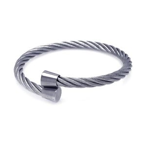 【送料無料】ブレスレット　アクセサリ―　acero inoxidableケーブルpulseraextremosacero inoxidable cable pulsera con flatted extremos