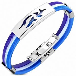 【送料無料】ブレスレット　アクセサリ―　ブレスレットゴムプレートスチールパターンbracelet rubber blue tricolor plate steel pattern tribal