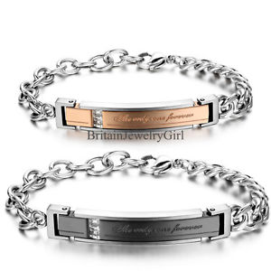 【送料無料】ブレスレット　アクセサリ―　ステンレスメンズレディースカップルブレスレット stainless steel mens womens couple bracelet engraved the only one forever 13,845円