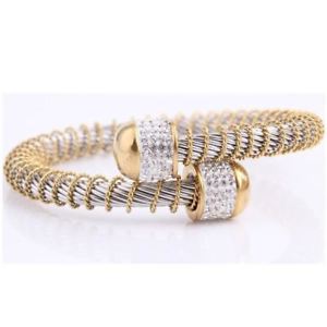 【送料無料】ブレスレット　アクセサリ―　2ステンレスブレスレットwomen two color fashion stainless steel elastic charm bracelet