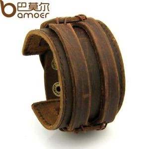 【送料無料】ブレスレット　アクセサリ―　ダブルロープmensleather bracelet double wide bracelet rope mens bracelets brown