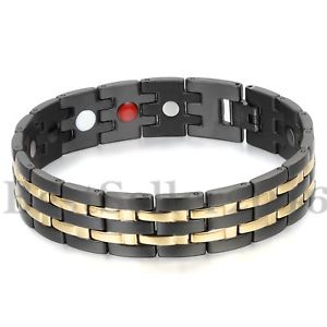 【送料無料】ブレスレット　アクセサリ―　コンコンbracciale da uomo con cinturino in acciaio inossidabile nero con magneti 22cm