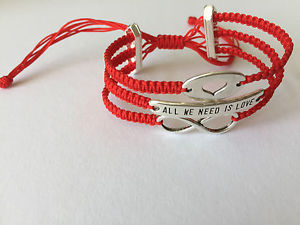 【送料無料】ブレスレット　アクセサリ―　ブレスレットシルバーハンドメイドdiy bracelet armkette * heart, all we need is love, infinity * red silver handmade