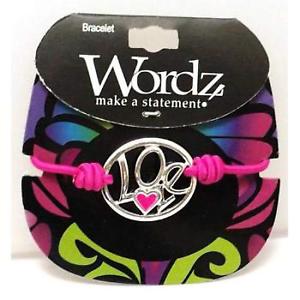 【送料無料】ブレスレット　アクセサリ―　フクシアブレスレットwordz silvertone love fuchsia elasticated bracelet 6 13,845円