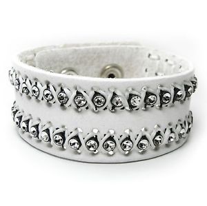 【送料無料】ブレスレット　アクセサリ―　インチブレスレットブレスレット 16cm18cm leather bracelet genuine leather white star crystal look bracelet