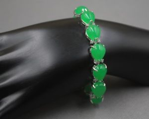 【送料無料】ブレスレット　アクセサリ―　リンクブレスレットグリーンナシアカウントcharm 10mm jade green heating pear accounts with aolly 19cml link bracelet