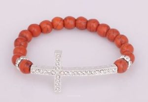 【送料無料】ブレスレット　アクセサリ―　ファッションクリスタルシルバークロスブレスレットサイドクロスブレスレットfashion sideway crystal silver cross bracelet side cross bracelets