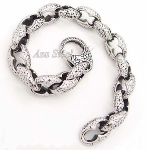 【送料無料】ブレスレット　アクセサリ―　メンズシルバートーンステンレススチールチェーンブレスレット mens silver tone 316l stainless steel chain bracelet 8 34