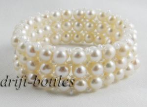 【送料無料】ブレスレット　アクセサリ―　ハンドメイドラウンドストレッチブレスレットhandmade 6mm white round freshwater pearl stretch bracelets
