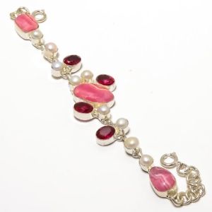 【送料無料】ブレスレット アクセサリ― パールガーネットハンドメイドジュエリーブレスレットshinning pearl amp; garnet, rhodochrocite gemstone handmade jewelry bracelet 78
