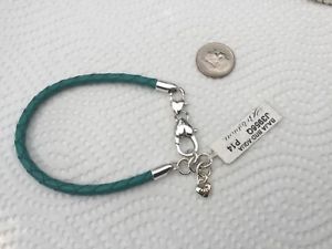 【送料無料】ブレスレット　アクセサリ―　ブライトンシルバーブレスレットbrighton silver and braided green leather bracelet adjustable length