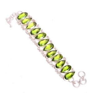 【送料無料】ブレスレット　アクセサリ―　ペリドットハンドメイドブレスレットメンズジュエリーperidot gemstone silver plated handmade bracelet sz 7 mens jewelry b127