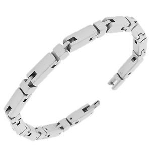【送料無料】ブレスレット　アクセサリ―　ステンレススチールリンククラスプチェーンメンズブレスレットstainless steel silvertone link chain mens bracelet with clasp