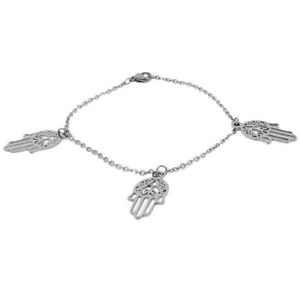 【送料無料】ブレスレット　アクセサリ―　ステンレススチールリンクチェーンブレスレットstainless steel silvertone evil eye link chain bracelet 12,905円