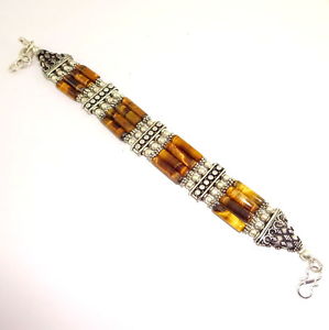 【送料無料】ブレスレット　アクセサリ―　ブレスレットイエロータイガーアイビーズハンドメイドチューブグラムbracelet natural yellow tiger eye gemstone beaded handmade tubes 32 gram 5 mm