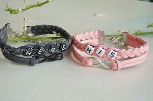 【送料無料】ブレスレット　アクセサリ―　ブレスレットハンドメイドシルバーブレスレットセットcouples bracelets set his hers handmade lovers silver bracelets anniversary gift