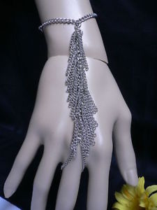 【送料無料】ブレスレット　アクセサリ―　シルバーフリンジハンドリンクチェーンファッションスレーブブレスレットリング women silver fringe hand links chain fashion slave bracelet wrist to ring