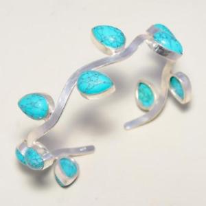 【送料無料】ブレスレット　アクセサリ―　サンタローザターコイズハンドメイドブレスレットカフsanta rosa turquoise gemstone handmade bracelet cuff