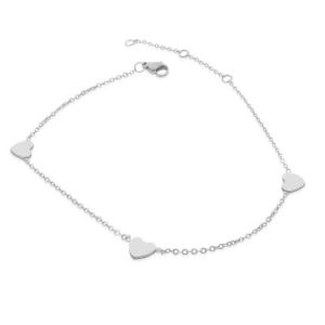 【送料無料】ブレスレット　アクセサリ―　ステンレスブレスレットedforce stainless steel silvertone love heart anklet bracelet, 11