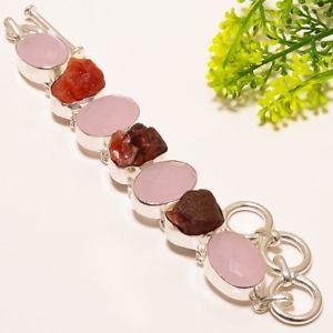 【送料無料】ブレスレット　アクセサリ―　ローズコーツブレスレット78 b4860natural carnelian ruff,rose quartz gemstone handmade bracelet 78 b4860