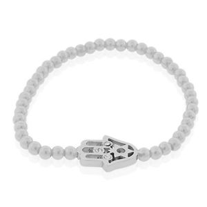【送料無料】ブレスレット　アクセサリ―　edforceステンレスhamsaデービッドcz6edforce stainless steel silvertone hamsa star david cz stretch bracelet, 6