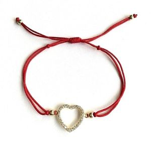 【送料無料】ブレスレット　アクセサリ―　18kgold over 925sterlingheart red braceletpulsera rojode corazon18k gold over 925 sterling silver heart red braceletpulser