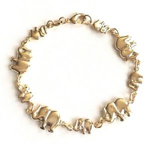 【送料無料】ブレスレット　アクセサリ―　ゴールドエレファントブレスレットド＃18k gold filled elephant bracelet 7,5 pulsera de elefante suerte 75 7