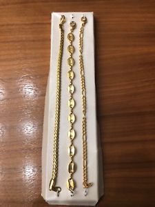【送料無料】ブレスレット　アクセサリ―　ゴールドトーンブレスレットロットロットlot of 3 gold tone bracelets 7 lot 5