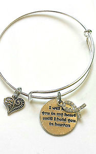 【送料無料】ブレスレット　アクセサリ―　ブレスレットhold you in my heart until i hold you in heaven cancer charm bracelet jewelry