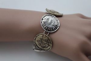 【送料無料】ブレスレット　アクセサリ―　ジュエリーシルバーブレスレットクロスwomen jewelry silver bracelet metal gold coin faith hope love charm bless cross