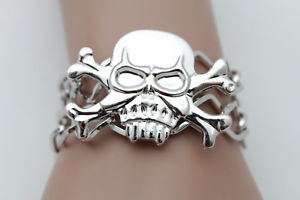 【送料無料】ブレスレット　アクセサリ―　ファッションジュエリーブレスレットチェーンスカルスケルトンwomen fashion jewelry silverr wrist bracelet metal chain skull skeleton charms