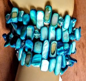 【送料無料】ブレスレット　アクセサリ―　ストレッチブレスレットターコイズアクリルビーズストランド 8 mixit stretch bracelet turquoise acrylic stones amp; beads 4 strands