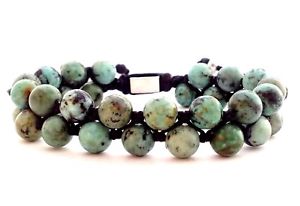【送料無料】ブレスレット　アクセサリ―　menswomensアフリカトルコブレスレットmens womens african turquoise gemstone bead double layer adjustable bracelet